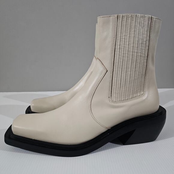 NEW Alohas Ranch Ankle Bootie Womens EU 40 Cream Leather Western Chelsea Heel - Picture 1 of 15